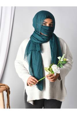 wrap my hijab casual cotton hijab set with mask – teal 1