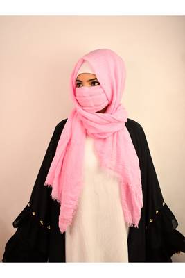Wrap My Hijab Cotton Hijab Set - Daily Wear, Crinkle Texture, Baby Pink 1