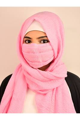 Wrap My Hijab Cotton Hijab Set - Daily Wear, Crinkle Texture, Baby Pink 2