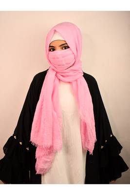 Wrap My Hijab Cotton Hijab Set - Daily Wear, Crinkle Texture, Baby Pink 3