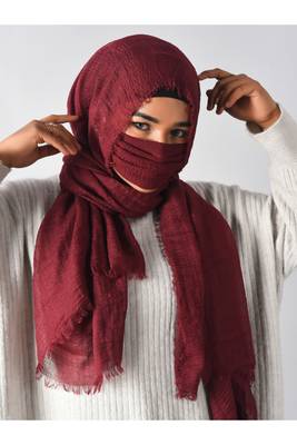 Crinkle cotton daily wear hijab with mask 1