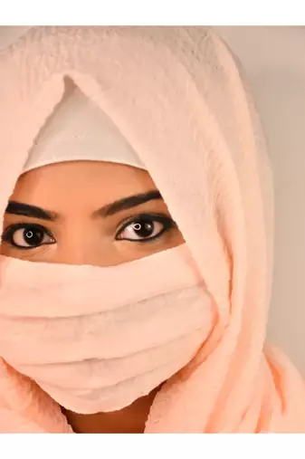 red cotton hijab with mask