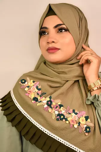 Green premium luxury wedding bridal hijab
