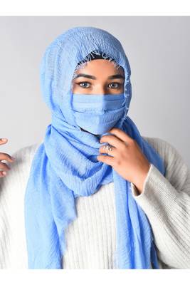 Crinkle cotton daily wear hijab with mask 1