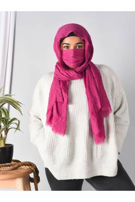 cotton magenta hijab with mask 1