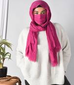 cotton magenta hijab with mask