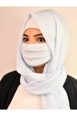 light blue cotton hijab with mask 1