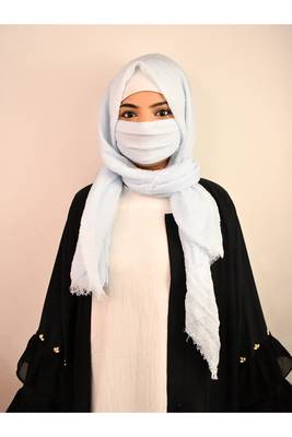light blue cotton hijab with mask 3
