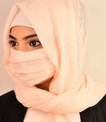 Peach Cotton Plain Hijab with Face Covering 