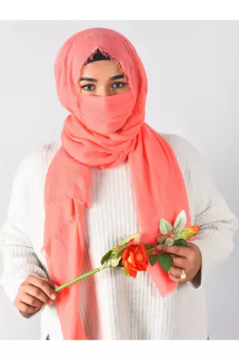 Crinkle cotton daily wear hijab with face covering 