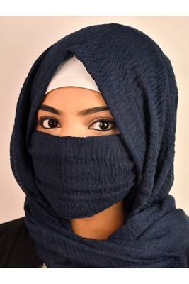 Crinkle cotton daily wear hijab with mask 2