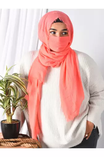 Crinkle cotton daily wear hijab with face covering 