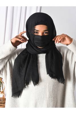 Crinkle Cotton Daily Wear Hijab with Matching Face Cover 1