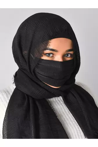 Crinkle Cotton Daily Wear Hijab with Matching Face Cover