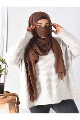 Wrap My Hijab Brown Daily Wear Hijab - Crinkle Cotton, Plain Design, 60×30 cm 1