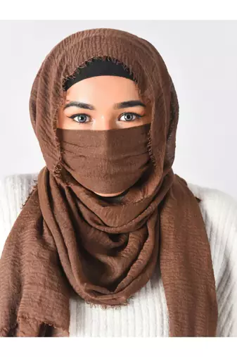 Wrap My Hijab Brown Daily Wear Hijab - Crinkle Cotton, Plain Design, 60×30 cm