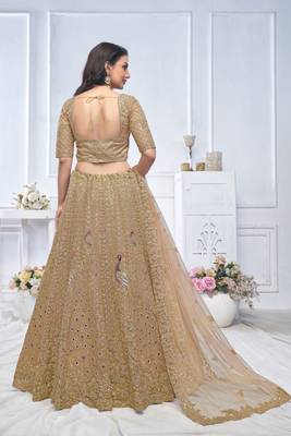 Graceful Brown  Embroidered bridal wear lehenga 3