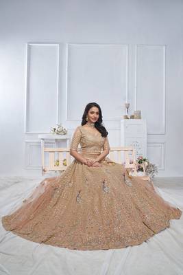 Show stopper Mustard  Embroidered bridal wear lehenga 4