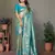 Teal  mardani tissue silk bland paithani style border saree with Blouse