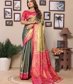 Green Surekha tissue silk bland patola border and pallu saree with Blouse