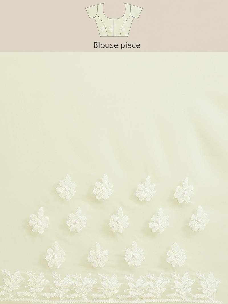 hand embroidered lemon georgette lucknowi chikankari saree with blouse 