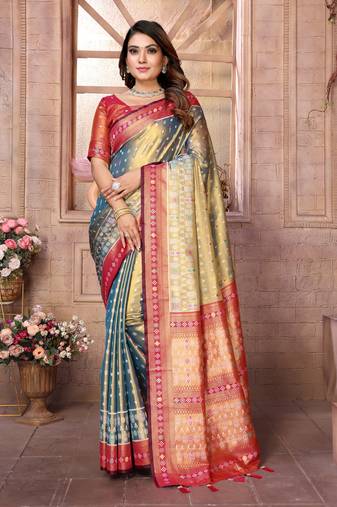 Green Banarasi style tissue silk bland classic designer saree with Blouse