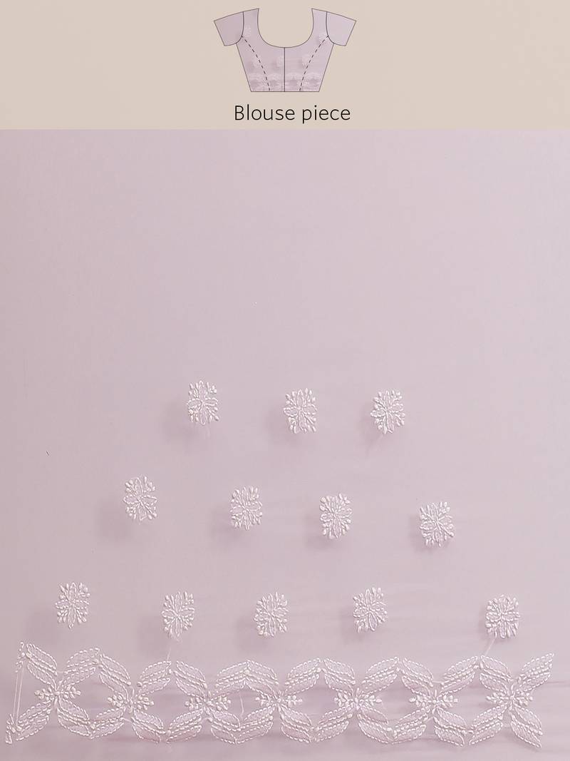 hand embroidered mauve georgette lucknowi chikankari saree with blouse 