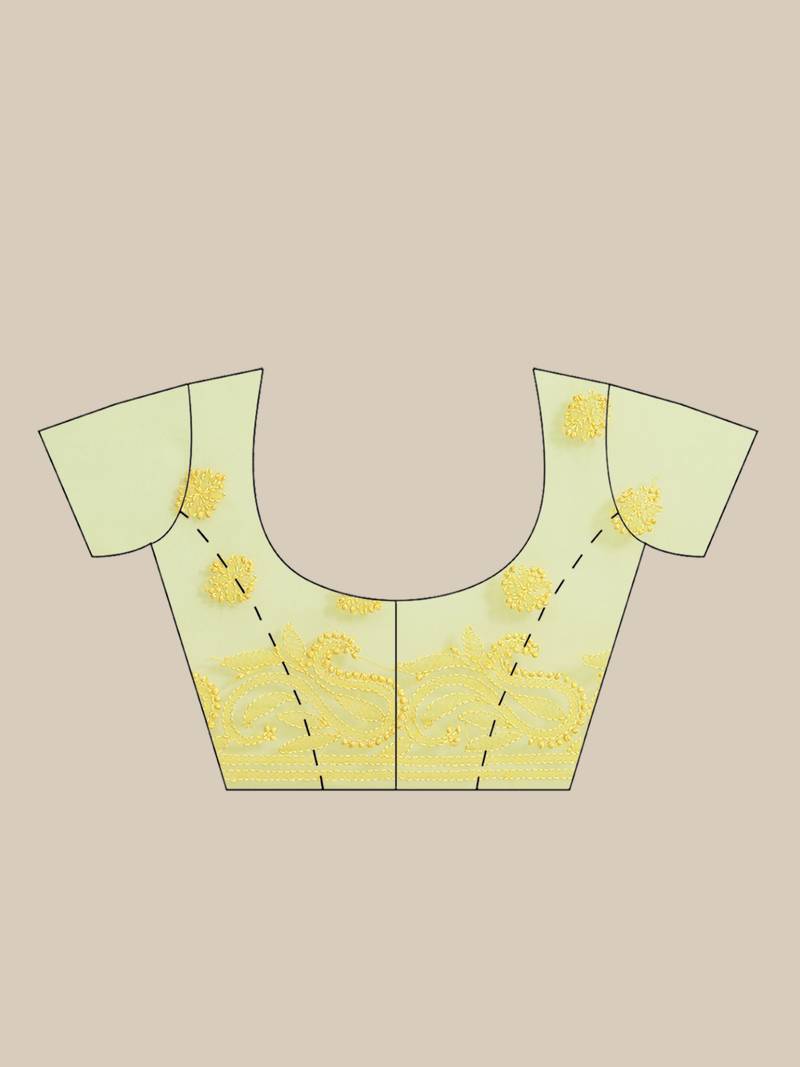 hand embroidered green georgette lucknowi chikankari saree with blouse 