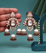 Maroon color kundan meenakari earrings