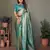 Teal Vasantani Banarasi style tissue silk bland contrust border saree with Blouse