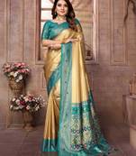 Light Yellow Panchtani Kanjivaram Style Tissue silk bland zari work saree with Blouse