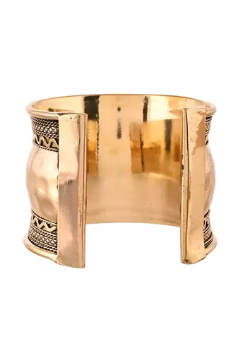 Gold-toned textured brass cuff bracelet