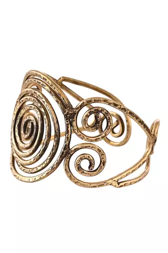 Stylish gold spiral open cuff bracelet for women