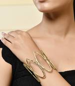 Gold-plated bamboo-inspired open cuff bracelet