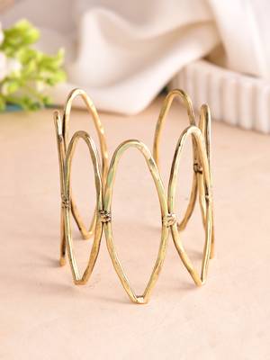 Gold-plated bamboo-inspired open cuff bracelet 2