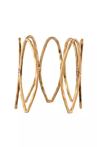 Gold-plated bamboo-inspired open cuff bracelet