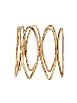 Gold-plated bamboo-inspired open cuff bracelet 4
