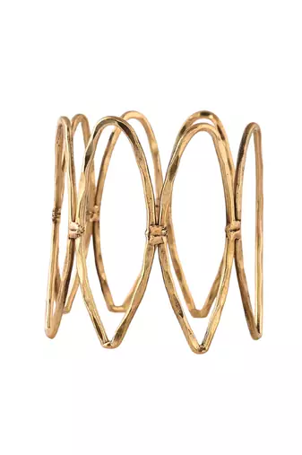 Gold-plated bamboo-inspired open cuff bracelet