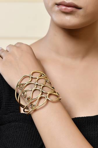 Gold-plated open cuff bracelet