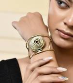 Gold-plated spiral cuff bracelet for women
