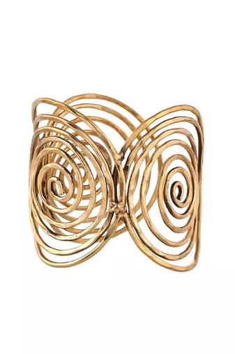 Gold-plated spiral cuff bracelet for women