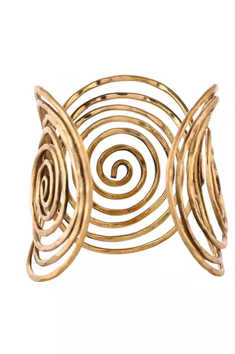 Gold-plated spiral cuff bracelet for women