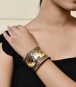 Gold-toned textured brass cuff bracelet