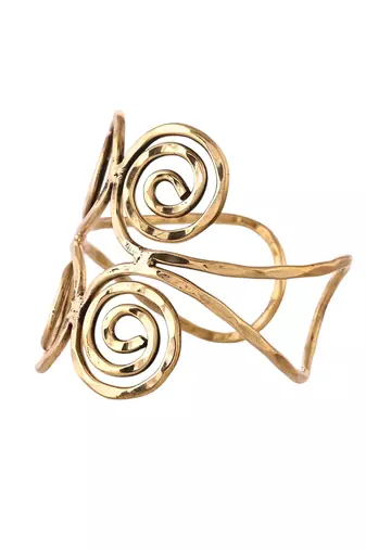 Stylish gold spiral open cuff bracelet for women