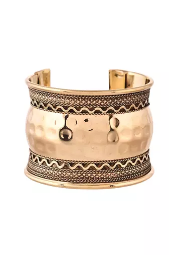 Gold-toned textured brass cuff bracelet