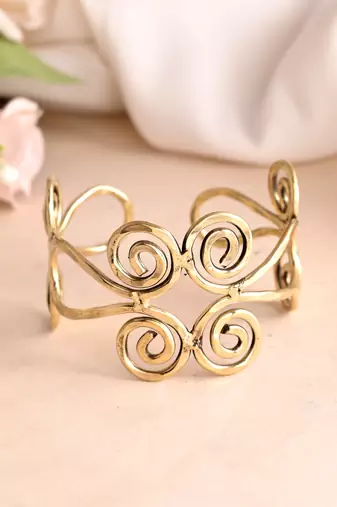 Gold-plated open cuff bracelet