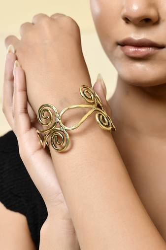 Gold-plated open cuff bracelet