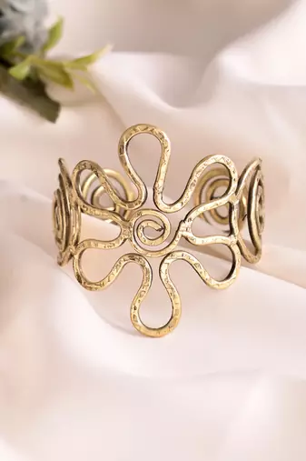 Gold-plated open cuff bracelet