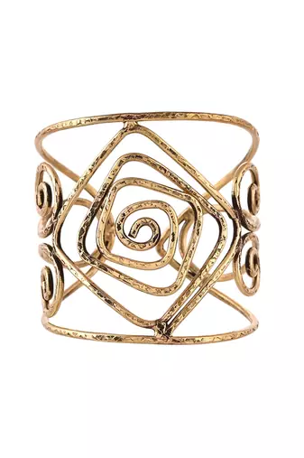 Stylish gold spiral open cuff bracelet for women