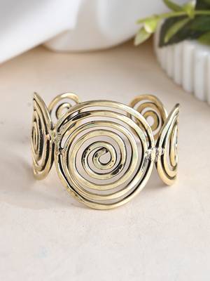 Stylish gold spiral open cuff bracelet for women 2